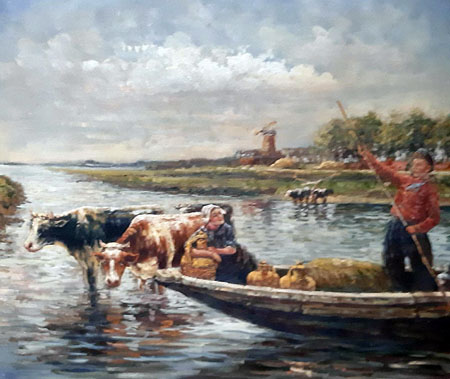 2117-T2 | 50cm x 61cm | vaches traversant une rivière 